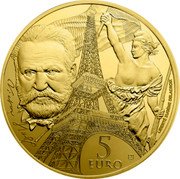 France 5 Euro (Romantic and Modern Europe) KM# 2364 VICTOR HUGO 5 EURO LIBERTÉ EUGÈNE DELACROIX coin reverse