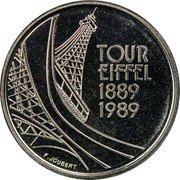 France 5 Francs Eiffel Tower. Essai 1989 KM# E143 TOUR EIFFEL 1889 1989 F. JOUBERT coin reverse France 5 Francs Eiffel Tower. Essai 1989 KM# E143 TOUR EIFFEL 1889 1989 F. JOUBERT coin reverse