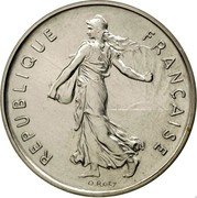 France 5 Francs Piedfort 1982 KM# P740 REPUBLIQUE FRANÇAISE O. ROTY coin obverse