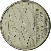 France 5 Francs Pierre Mendes. Essai 1992  RÉPUBLIQUE FRANÇAISE 1992 5F ESSAI coin obverse France 5 Francs Pierre Mendes. Essai 1992  RÉPUBLIQUE FRANÇAISE 1992 5F ESSAI coin obverse