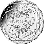 France 50 Euro (Asterix Republican values. Peace) RÉPUBLIQUE FRANÇAISE EURO 50 2015 coin obverse France 50 Euro (Asterix Republican values. Peace) RÉPUBLIQUE FRANÇAISE EURO 50 2015 coin obverse