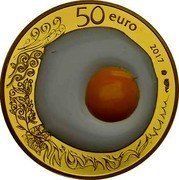 France 50 Euro Chef Guy Savoy 2017  Proof KM# 2413 50 EURO 2017 coin reverse