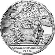 France 50 Euro Coin of History. 14th of July 2019  KM# 2800 A LA PATRIE GATTEAUX A PARIS LE 14 JUILLET 1790 coin reverse
