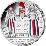 France 50 Euro Coin of History. Declaration of the Human Rights 2019  UNC KM# 2801 26 AOUT 1789 DECLARATION DES DROITS DE L'HOMME ET DU CITOYEN coin reverse