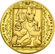 France 50 Euro (Donald & Daisy) KM# 2529 MICKEY & SES AMIS RF DONALD & DAISY coin obverse France 50 Euro (Donald & Daisy) KM# 2529 MICKEY & SES AMIS RF DONALD & DAISY coin obverse