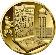 France 50 Euro (Fall of Berlin Wall) KM# 2810 30 ANS DE LA CHUTE DU MUR DE BERLIN 1989 2019 50 € RF coin obverse