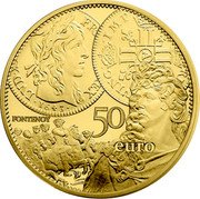 France 50 Euro (Louis d'Or Coin of Louis XIII) FONTENOY 50 EURO coin reverse