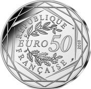 France 50 Euro Mickey & France. Champs-Elysees 2018  KM# 2528 RÉPUBLIQUE FRANÇAISE EURO 50 2018 coin obverse France 50 Euro Mickey & France. Champs-Elysees 2018  KM# 2528 RÉPUBLIQUE FRANÇAISE EURO 50 2018 coin obverse