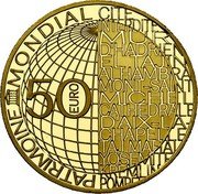 France 50 Euro (Mount Fuji) KM# 2908 50 EURO PATRIMOINE MONDIAL UNESCO CITE INTERDITE MUR D'HADRIEN EL TAJIN ALHAMBRA MONT-SAINT MICHEL CATHEDRALE D'AIX-LA-CHAPELLE TAJ MAHAL YOSEMITE KREMLIN POMPEI coin reverse France 50 Euro (Mount Fuji) KM# 2908 50 EURO PATRIMOINE MONDIAL UNESCO CITE INTERDITE MUR D'HADRIEN EL TAJIN ALHAMBRA MONT-SAINT MICHEL CATHEDRALE D'AIX-LA-CHAPELLE TAJ MAHAL YOSEMITE KREMLIN POMPEI coin reverse