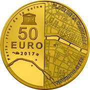France 50 Euro (National Assembly and Place of Concorde) KM# 2422 UNESCO 50 EURO 2017 PARIS, RIVES DE LA SEINE PLACE DE LA CONCORDE PALAIS BOURBON coin reverse