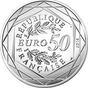 France 50 Euro Peace. Autumn & Winter 2014  Proof RÉPUBLIQUE FRANÇAISE EURO 50 2014 coin obverse France 50 Euro Peace. Autumn & Winter 2014  Proof RÉPUBLIQUE FRANÇAISE EURO 50 2014 coin obverse