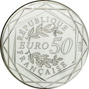 France 50 Euro Peace. Spring & Summer 2014  Proof RÉPUBLIQUE FRANÇAISE EURO 50 2014 coin obverse France 50 Euro Peace. Spring & Summer 2014  Proof RÉPUBLIQUE FRANÇAISE EURO 50 2014 coin obverse