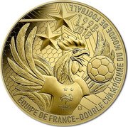 France 50 Euro World Football Champions 2018  Proof ÉQUIPE DE FRANCE - DOUBLE CHAMPIONNE DU MONDE DE FOOTBALL 1998 2018 FRANCE FFF coin reverse France 50 Euro World Football Champions 2018  Proof ÉQUIPE DE FRANCE - DOUBLE CHAMPIONNE DU MONDE DE FOOTBALL 1998 2018 FRANCE FFF coin reverse