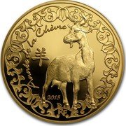 France 50 Euro (Year of the Goat) RF 2015 ANNÉE DE LA CHÈVRE coin obverse France 50 Euro (Year of the Goat) RF 2015 ANNÉE DE LA CHÈVRE coin obverse