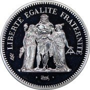 France 50 Francs Hercules Group. Piedfort 1980 KM# P680 LIBERTÉ ÉGALITÉ FRATERNITÉ DUPRÉ coin reverse