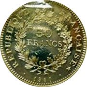France 50 Francs (Piedfort) KM# P680 RÉPUBLIQUE FRANÇAISE 50 FRANCS 1980 coin obverse France 50 Francs (Piedfort) KM# P680 RÉPUBLIQUE FRANÇAISE 50 FRANCS 1980 coin obverse