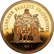 France 50 Francs (Piedfort Issue) LIBERTÉ ÉGALITÉ FRATERNITÉ DUPRÉ coin reverse France 50 Francs (Piedfort Issue) LIBERTÉ ÉGALITÉ FRATERNITÉ DUPRÉ coin reverse