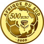 France 500 Euro FIFA Football World Cup in South Africa 2009 P Proof KM# 1640 AFRIQUE DU SUD 500 EURO 2009 coin reverse France 500 Euro FIFA Football World Cup in South Africa 2009 P Proof KM# 1640 AFRIQUE DU SUD 500 EURO 2009 coin reverse