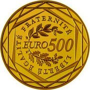 France 500 Euro The Sower 2010 KM# 1642 LIBERTÉ ÉGALITÉ FRATERNITÉ EURO 500 coin reverse France 500 Euro The Sower 2010 KM# 1642 LIBERTÉ ÉGALITÉ FRATERNITÉ EURO 500 coin reverse