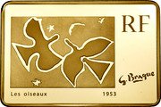 France 500 Euro Georges Baraque 2010 Proof KM# 1706 RF G BRAQUE LES OISEAUX 1953 coin obverse France 500 Euro Georges Baraque 2010 Proof KM# 1706 RF G BRAQUE LES OISEAUX 1953 coin obverse