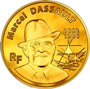 France 500 Euro Marcel Dassault 2010 Proof KM# 1687 MARCEL DASSAULT 1892 1986 RF coin obverse France 500 Euro Marcel Dassault 2010 Proof KM# 1687 MARCEL DASSAULT 1892 1986 RF coin obverse