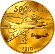 France 500 Euro Marcel Dassault 2010 Proof KM# 1687 500 EURO MIRAGE III 2010 coin reverse France 500 Euro Marcel Dassault 2010 Proof KM# 1687 500 EURO MIRAGE III 2010 coin reverse