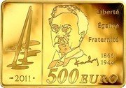 France 500 Euro Wassily Kandinsky 2011 Proof KM# 1821 LIBERTÉ ÉGALITÉ FRATERNITÉ 1866 1943 2011 500 EURO coin reverse France 500 Euro Wassily Kandinsky 2011 Proof KM# 1821 LIBERTÉ ÉGALITÉ FRATERNITÉ 1866 1943 2011 500 EURO coin reverse