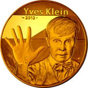 France 500 Euro 50th Anniv. of the Death of Yves Klein 2012 YVES KLEIN 2012 coin reverse France 500 Euro 50th Anniv. of the Death of Yves Klein 2012 YVES KLEIN 2012 coin reverse