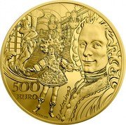 France 500 Euro (Baroque & Rococo Era) KM# 2549 GALERIE DES GLACES 500 EURO LOUIS XIV VOLTAIRE coin reverse