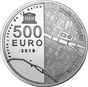 France 500 Euro (Louvre) KM# 2547 PARIS, RIVES DE LA SEINE UNESCO 500 EURO 2018 MUSÉE DU LOUVRE PONT DES ARTS coin reverse France 500 Euro (Louvre) KM# 2547 PARIS, RIVES DE LA SEINE UNESCO 500 EURO 2018 MUSÉE DU LOUVRE PONT DES ARTS coin reverse