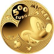 France 500 Euro (Mickey Mouse Through the Ages. Plane Crazy) MICKEY 500 EURO 2016 coin reverse France 500 Euro (Mickey Mouse Through the Ages. Plane Crazy) MICKEY 500 EURO 2016 coin reverse