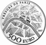 France 500 Euro Statue of Liberty Grenelle 2017  Proof KM# 2450 TRÉSORS DE PARIS 2017 500 EURO coin reverse France 500 Euro Statue of Liberty Grenelle 2017  Proof KM# 2450 TRÉSORS DE PARIS 2017 500 EURO coin reverse
