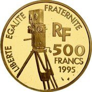 France 500 Francs Georges Melies. Small Module 1995  Proof LIBERTE EGALITE FRATERNITE RF 500 FRANCS 1995 coin obverse France 500 Francs Georges Melies. Small Module 1995  Proof LIBERTE EGALITE FRATERNITE RF 500 FRANCS 1995 coin obverse