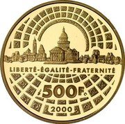 France 500 Francs (Jacques Germain Soufflot) LIBERTÉ-ÉGALITÉ-FRATERNITÉ 500F 2000 coin reverse France 500 Francs (Jacques Germain Soufflot) LIBERTÉ-ÉGALITÉ-FRATERNITÉ 500F 2000 coin reverse