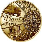 France 5000 Euro Notre Dame de Paris 2013 Proof KM# 2127 NOTRE DAME DE PARIS RF 850 ANS coin obverse France 5000 Euro Notre Dame de Paris 2013 Proof KM# 2127 NOTRE DAME DE PARIS RF 850 ANS coin obverse