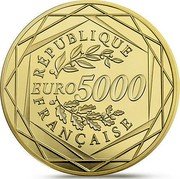 France 5000 Euro The Rooster 2015 KM# 2199 RÉPUBLIQUE EURO 5000 FRANÇAISE coin obverse France 5000 Euro The Rooster 2015 KM# 2199 RÉPUBLIQUE EURO 5000 FRANÇAISE coin obverse