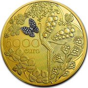 France 5000 Euro Jewelry House "Van Cleef & Arpels" 2016 Proof KM# 2347 5000 EURO coin reverse France 5000 Euro Jewelry House "Van Cleef & Arpels" 2016 Proof KM# 2347 5000 EURO coin reverse