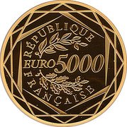 France 5000 Euro Marianne Liberty 2017  Proof KM# 2457 RÉPUBLIQUE EURO 5000 FRANÇAISE coin obverse France 5000 Euro Marianne Liberty 2017  Proof KM# 2457 RÉPUBLIQUE EURO 5000 FRANÇAISE coin obverse