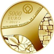 France 5000 Euro UNESCO World Heritage Site. Palace of Versailles 2011 Proof KM# 1813 5000 EURO 2011 PATRIMOINE MONDIAL DE L'UNESCO coin reverse