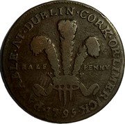 Ireland Half Penny (Dublin - H S & Co.) HALF PENNY PAYABLE AT DUBLIN CORK OR LIMERICK 1795 coin obverse Ireland Half Penny (Dublin - H S & Co.) HALF PENNY PAYABLE AT DUBLIN CORK OR LIMERICK 1795 coin obverse