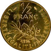 France 1/2 Franc KM# P499 Modern Republic Decimal Coinage LIBERTE EGALITE FRATERNITE 1/2 FRANC 1974 coin reverse