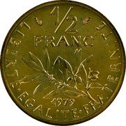 France 1/2 Franc The Sower 1979 KM# P636 LIBERTE EGALITE FRATERNITE 1/2 FRANC 1979 coin reverse France 1/2 Franc The Sower 1979 KM# P636 LIBERTE EGALITE FRATERNITE 1/2 FRANC 1979 coin reverse