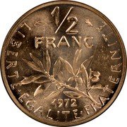 France 1/2 Franc The Sower 1972 KM# P451 LIBERTE EGALITE FRATERNITE 1/2 FRANC 1972 coin reverse