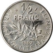 France 1/2 Franc (Piedfort) KM# P666 LIBERTE EGALITE FRATERNITE 1/2 FRANC 1980 coin reverse