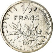 France 1/2 Franc (Piedfort) KM# P579 LIBERTE EGALITE FRATERNITE 1/2 FRANC 1977 coin reverse