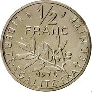 France 1/2 Franc (Piedfort) KM# P551 LIBERTE EGALITE FRATERNITE 1/2 FRANC 1976 coin reverse