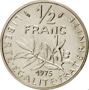 France 1/2 Franc (Piedfort) KM# P525 LIBERTE EGALITE FRATERNITE 1/2 FRANC 1975 coin reverse