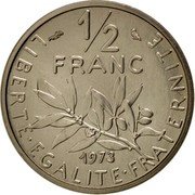 France 1/2 Franc (Piedfort) KM# P473 LIBERTE EGALITE FRATERNITE 1/2 FRANC 1973 coin reverse