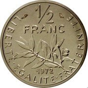 France 1/2 Franc (Piedfort) KM# P449 LIBERTE EGALITE FRATERNITE 1/2 FRANC 1972 coin reverse