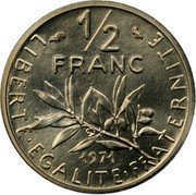 France 1/2 Franc (Piedfort) KM# P425 LIBERTE EGALITE FRATERNITE 1/2 FRANC 1971 coin reverse